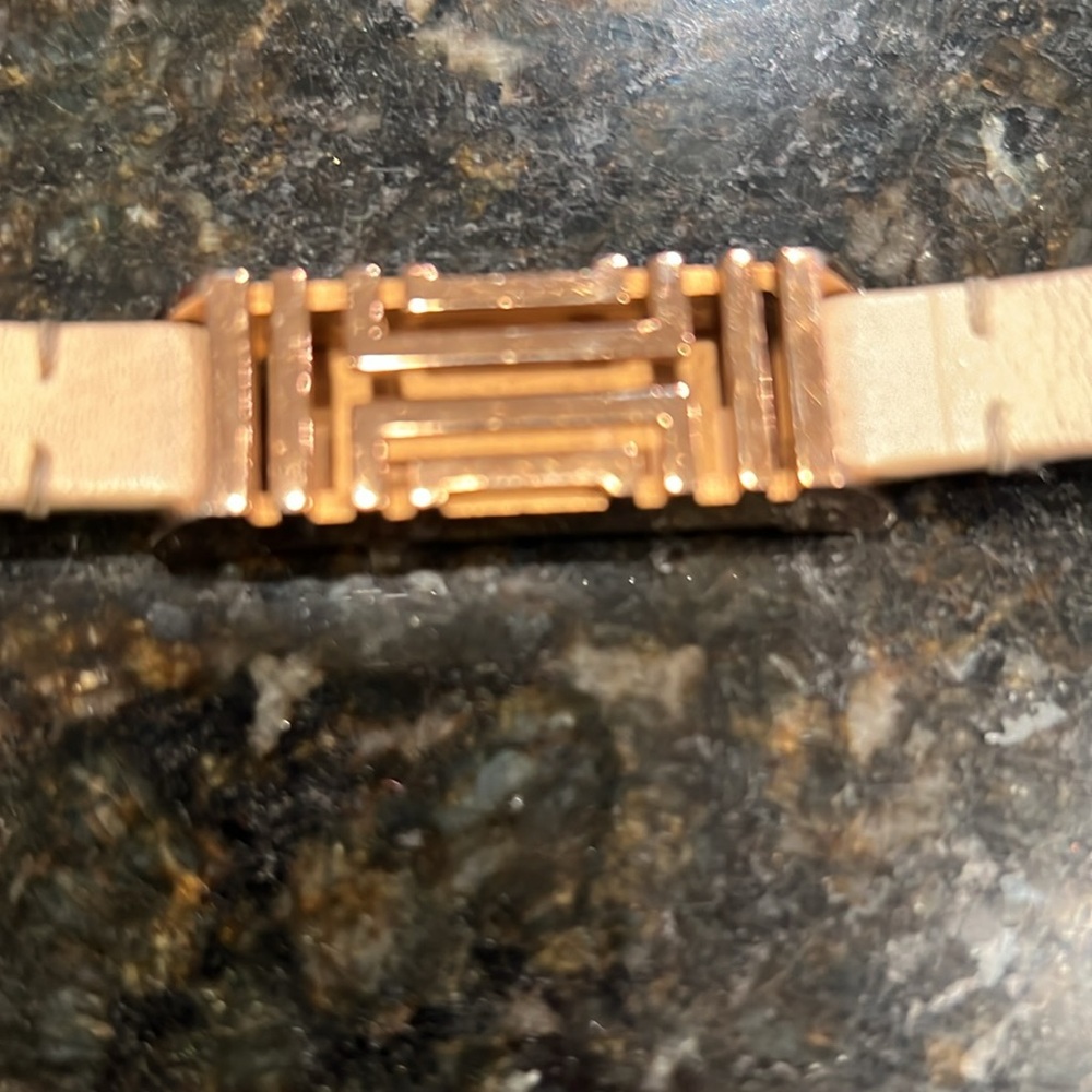 Tory Burch Fitbit bracelet case with gold case and leather wrap strap - Picture 3 of 4